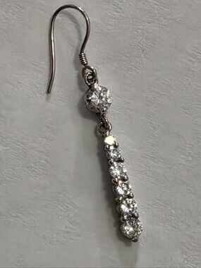 Single Sterling Silver Cubic Zirconia Drop Earring